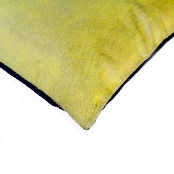 Natural Home Decor Torino Cowhide Pillow | 2-Piece | Yellow | 18"x18" - Picture 2 of 2